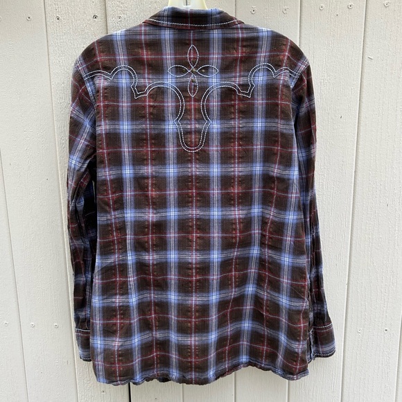 ARIAT Western Rodeo Plaid Embellished Snap Button Dowh Shirt. Size XXL - Picture 6 of 6